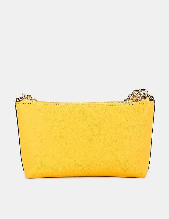 Calvin Klein Women Yellow Chain Trimmed Strap Sling Bag