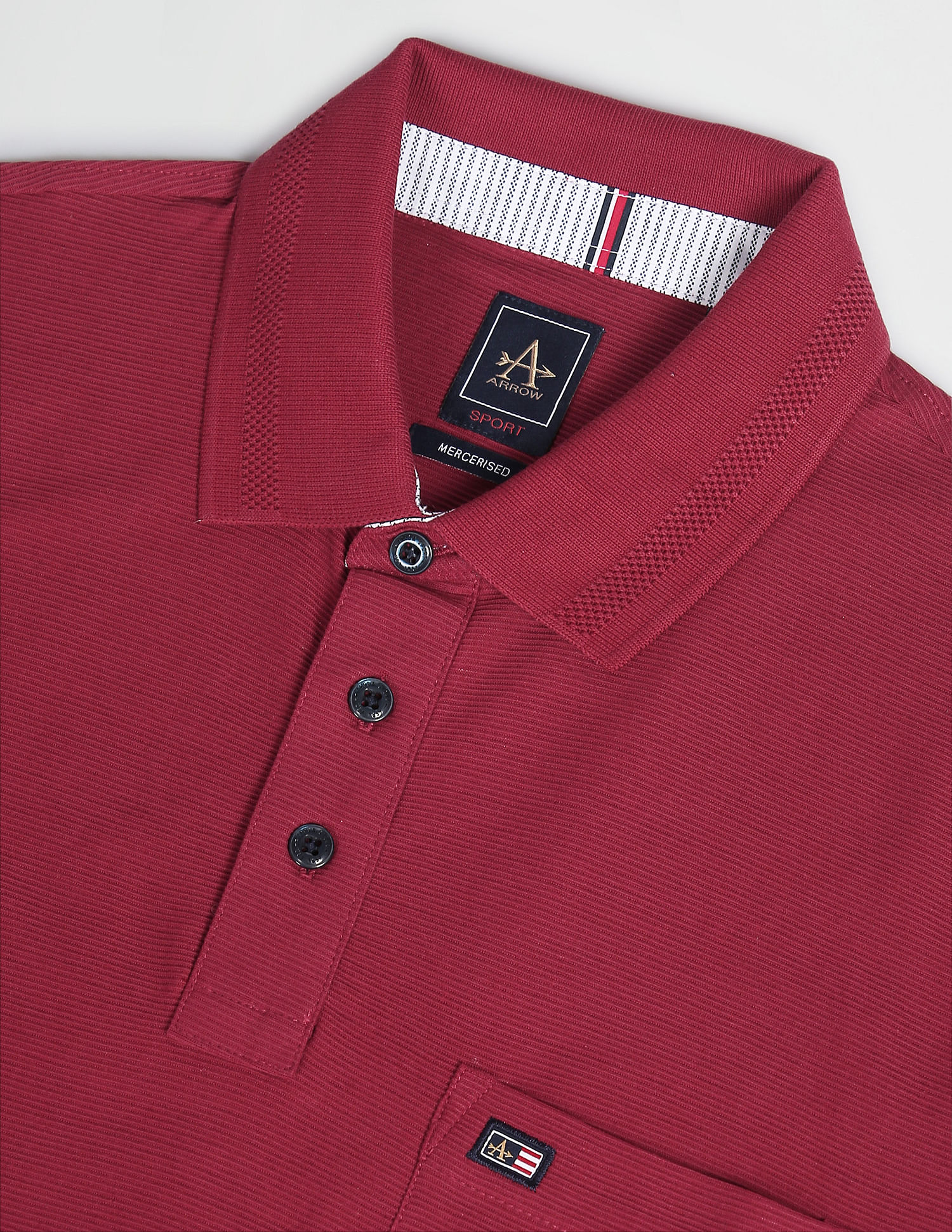 Arrow Sports Patterned Collar Textured Polo Shirt