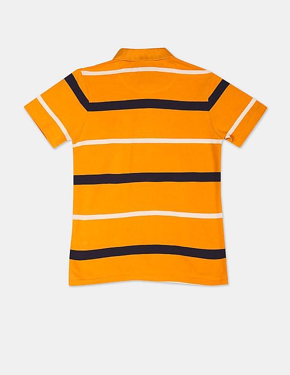 U.S. Polo Assn. Kids Ribbed Collar Stripe Pique Polo Shirt