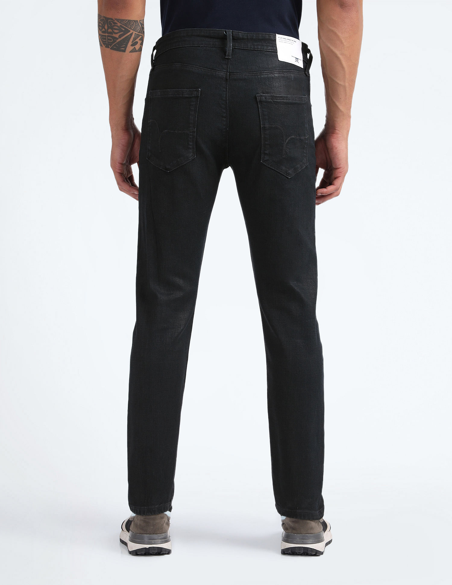 Flying Machine Mid Rise Slash Slim Tapered Jeans