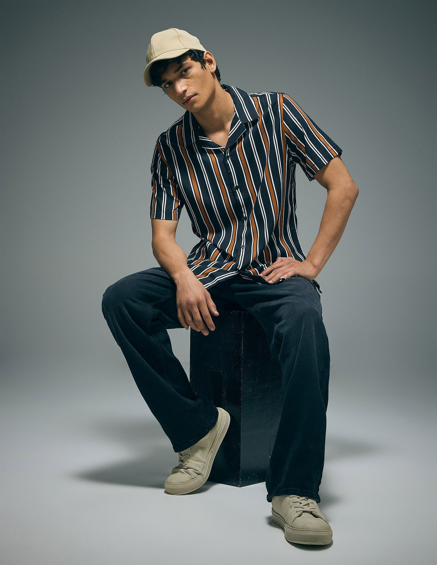 Flying Machine Vertical Stripe Viscose Shirt
