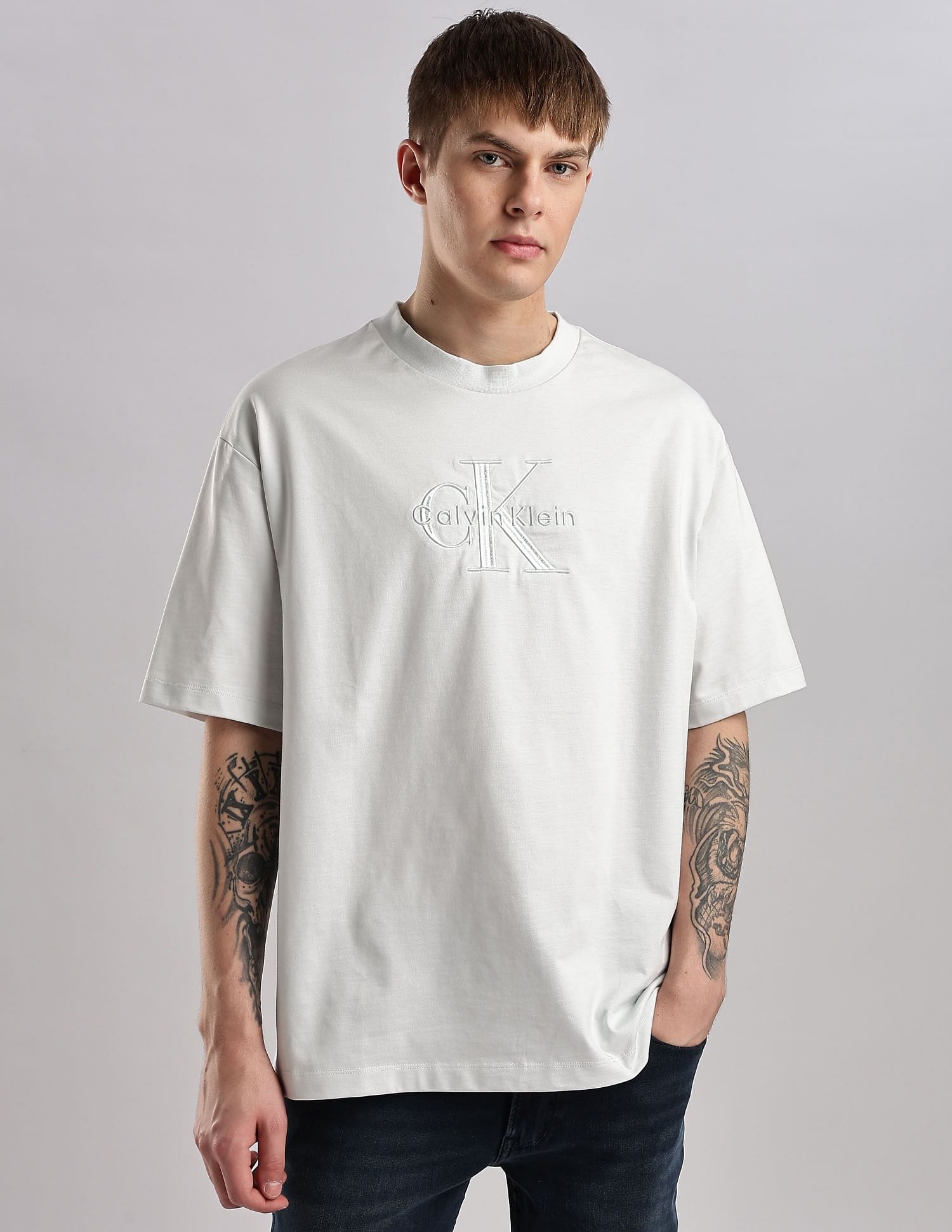 Calvin Klein Jeans Mens Blue Logo T-Shirts