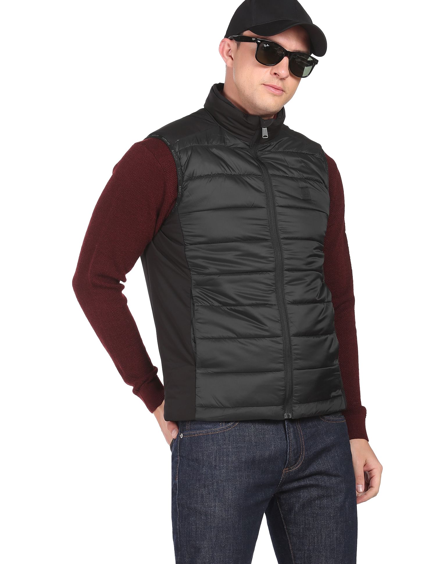 Black high neck outlet puffer jacket