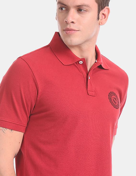 Aeropostale Red Rear Print Pique Polo Shirt