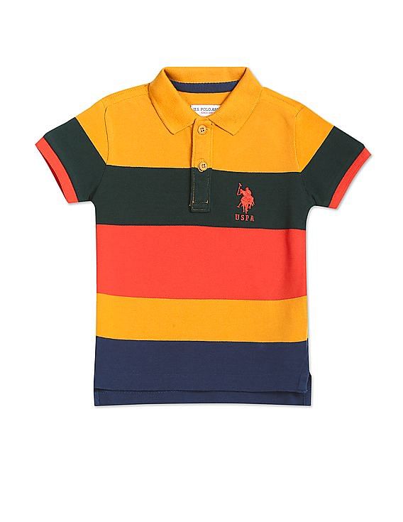 U.S. Polo Assn. Kids Horizontal Stripe Pique Cotton Polo Shirt