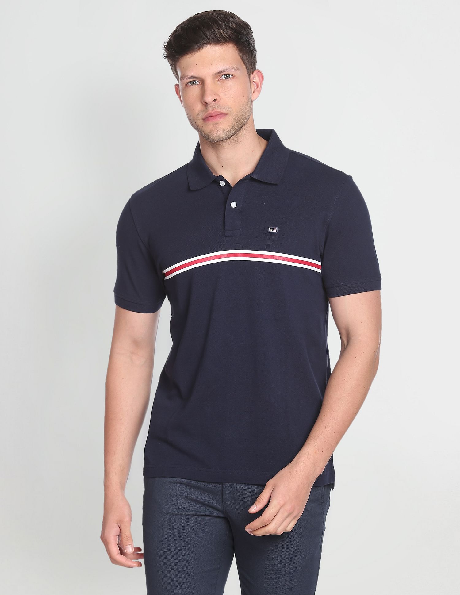Arrow Sports Engineered Stripe Cotton Polo Shirt