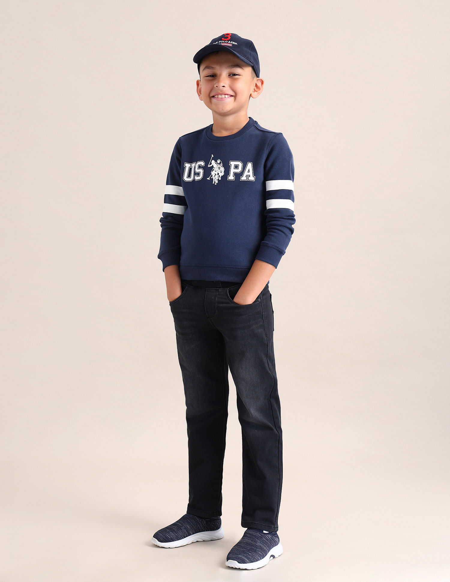 U.S. Polo Assn. Kids Boys Brand Printed Regular Fit Sweatshirt