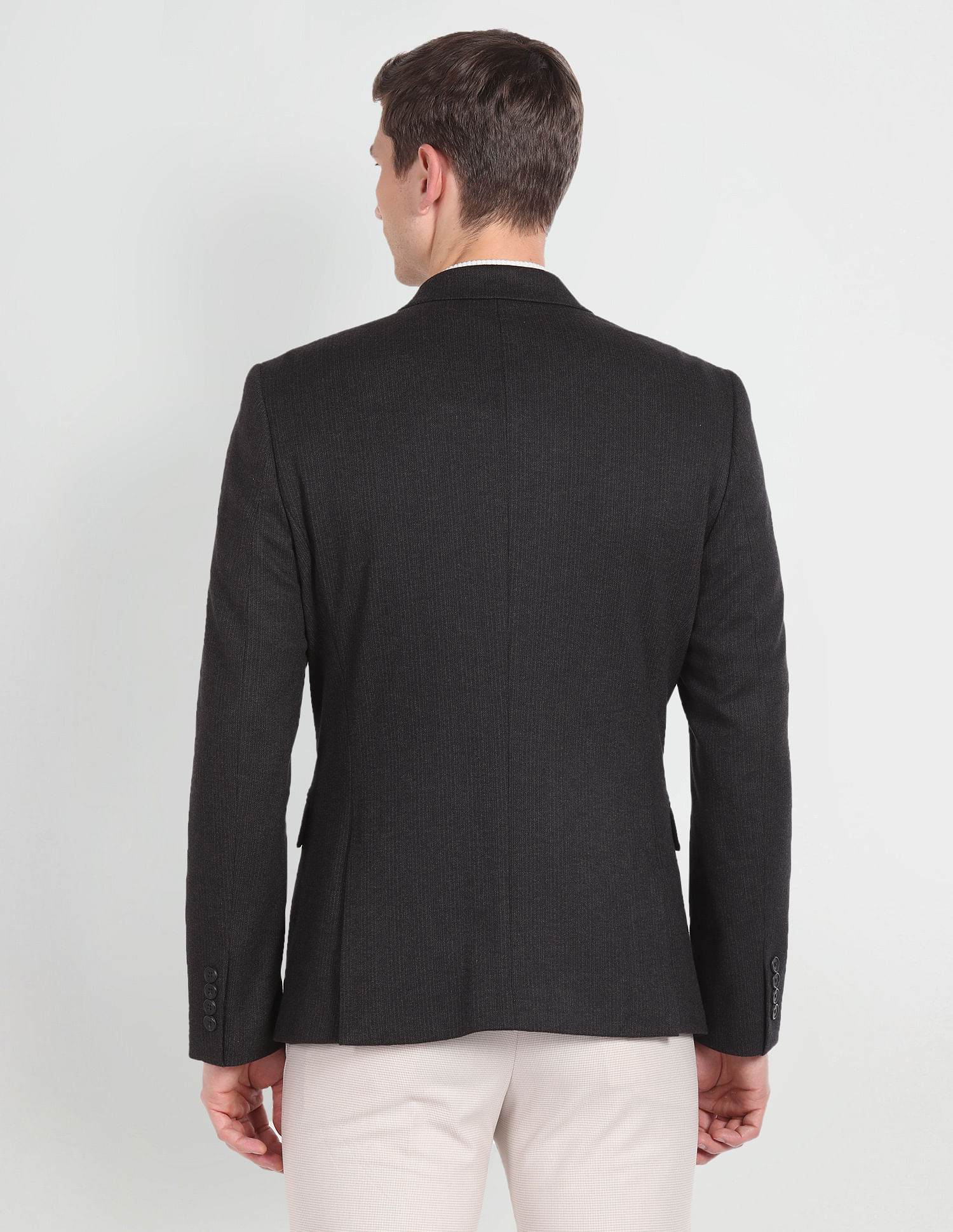 Arrow Notch Lapel Collar Knit Blazer