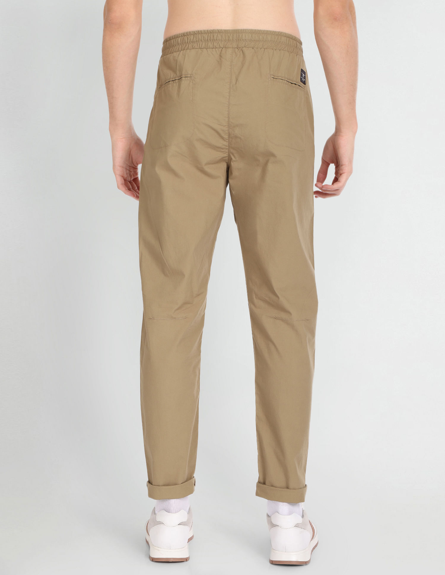 Flying Machine Elasticised Waist Solid Trousers