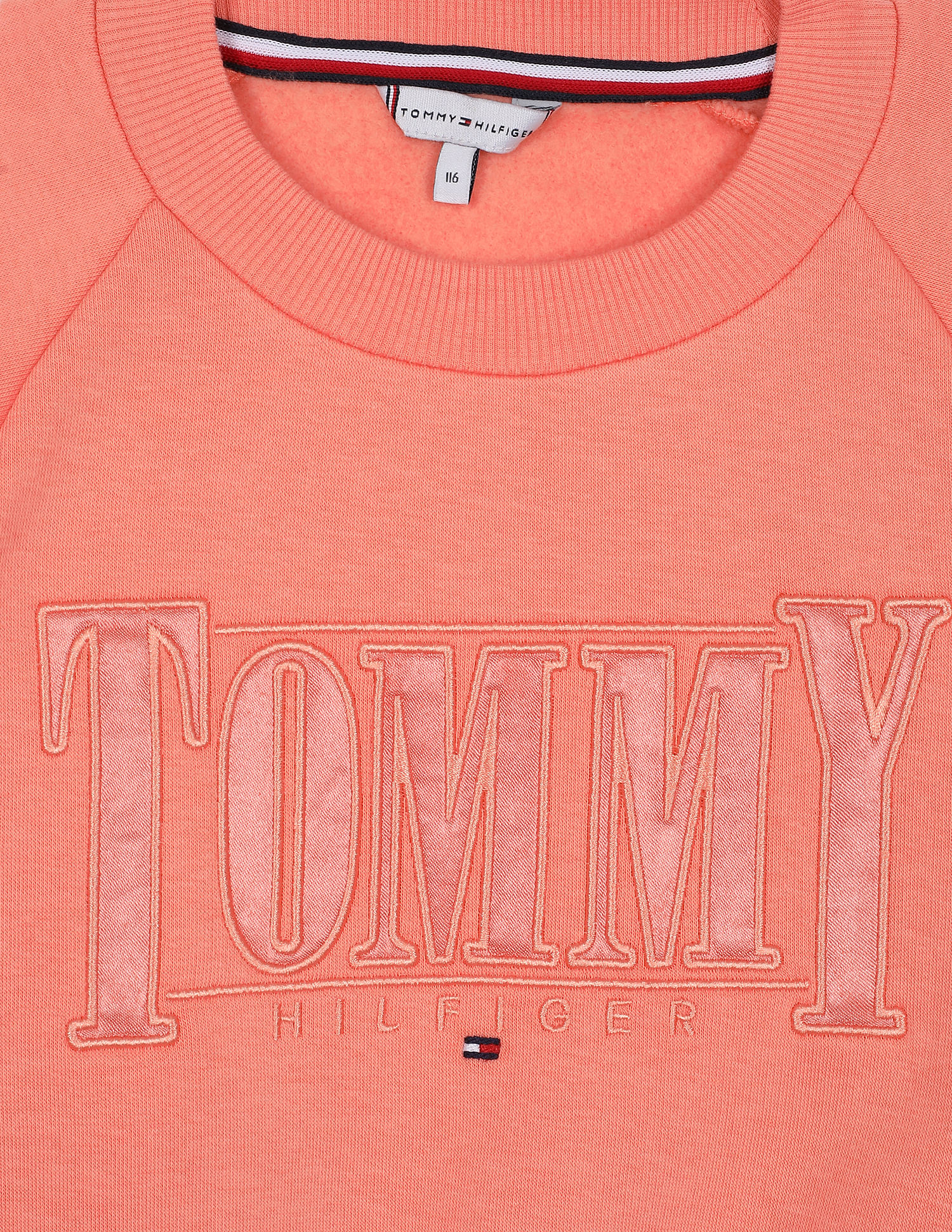 Buy Tommy Hilfiger Kids Girls Peach Sateen Logo Crew Neck Raglan