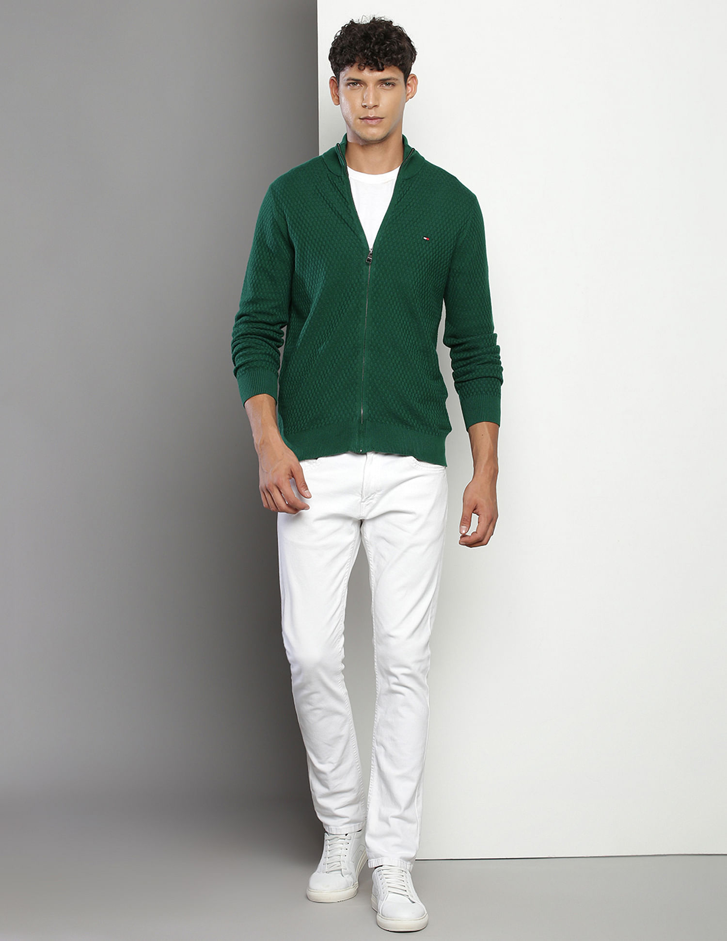Tommy Hilfiger High Neck Patterned Knit Sweatshirt