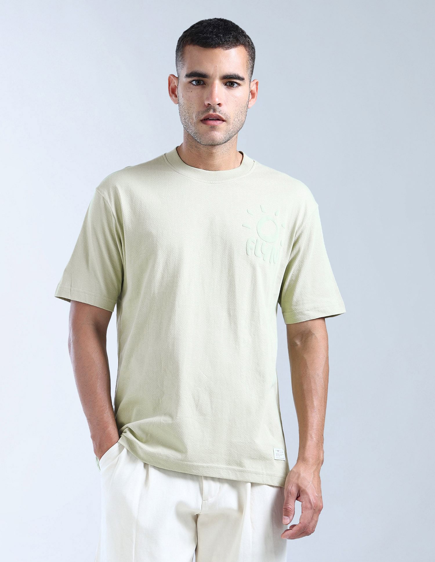 Flying Machine Embossed Pure Cotton T-Shirt