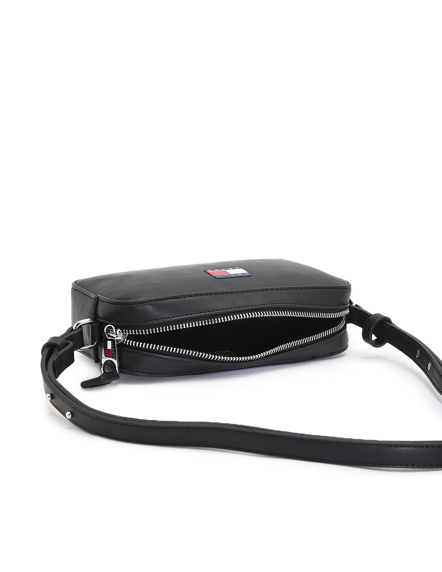 Tommy Hilfiger Solid Black Pu Sling Bag