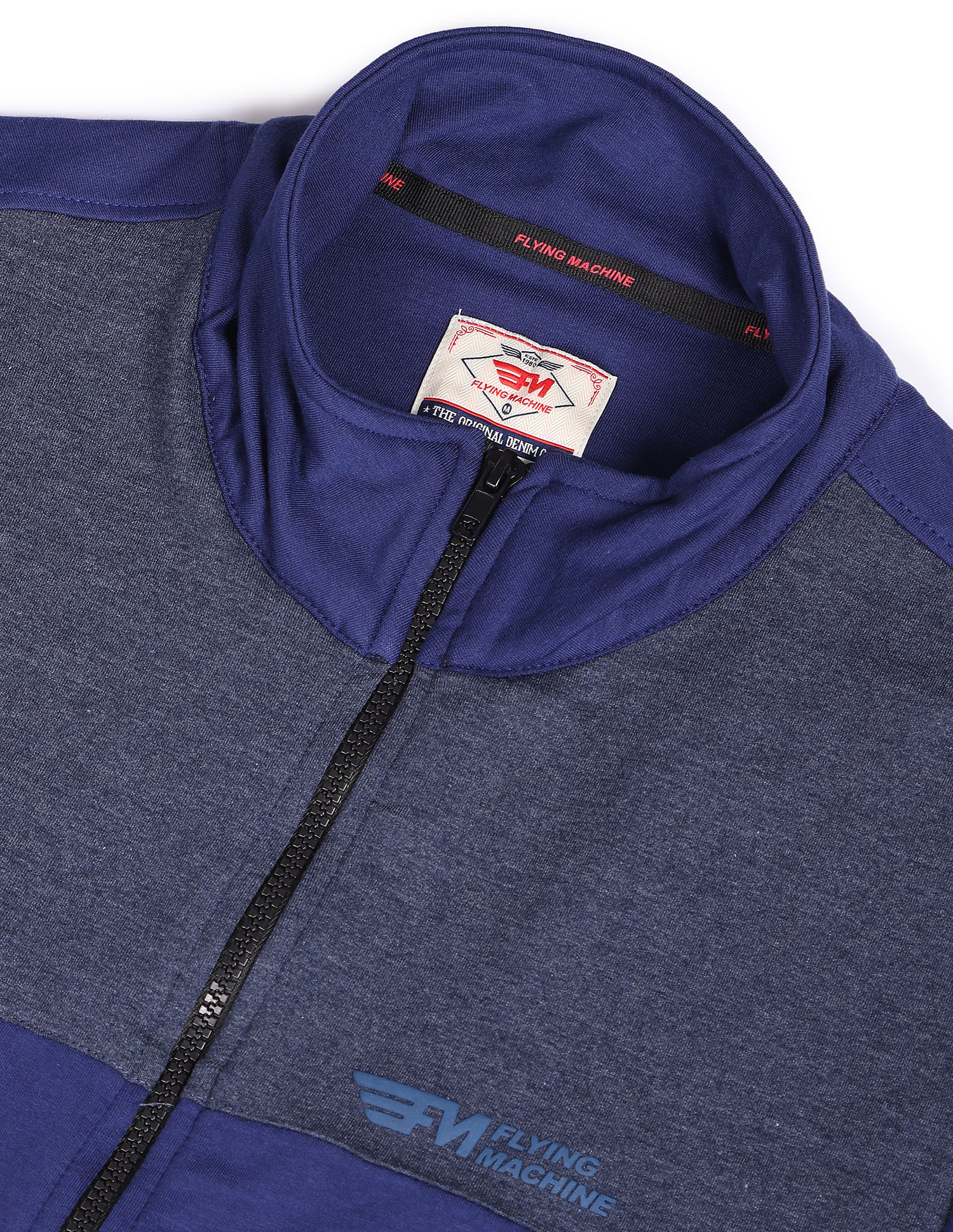 Flying Machine High Neck Colour Block Panelled Sweatshirt