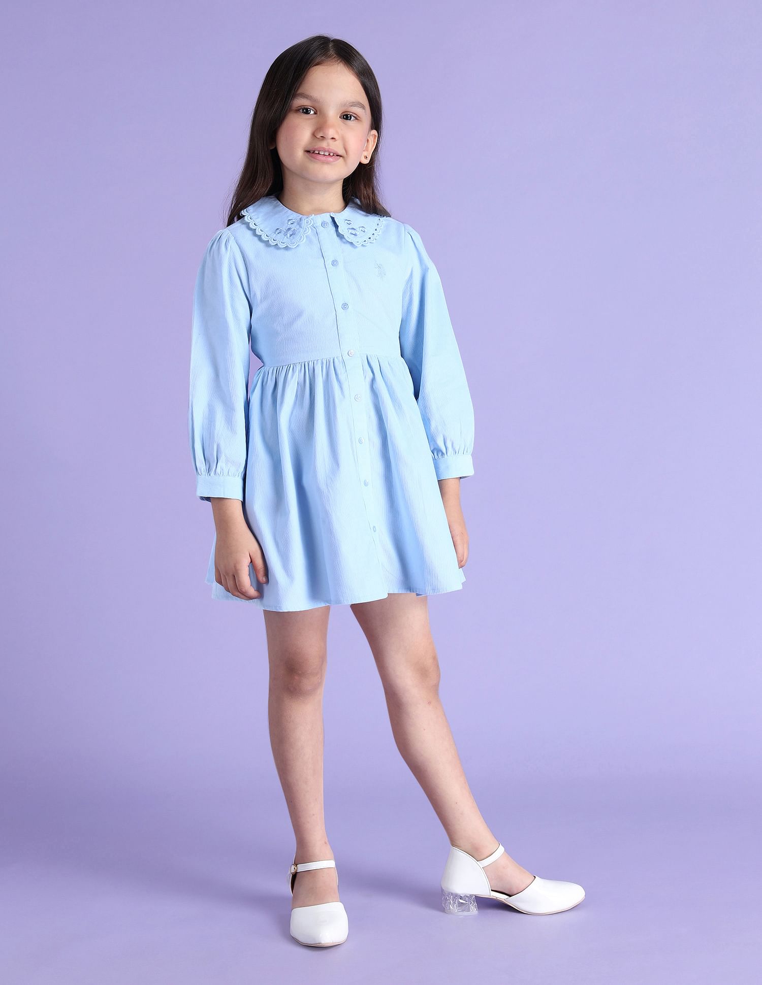 U.S. Polo Assn. Kids Girls Peterpan Collar Corduroy Dress