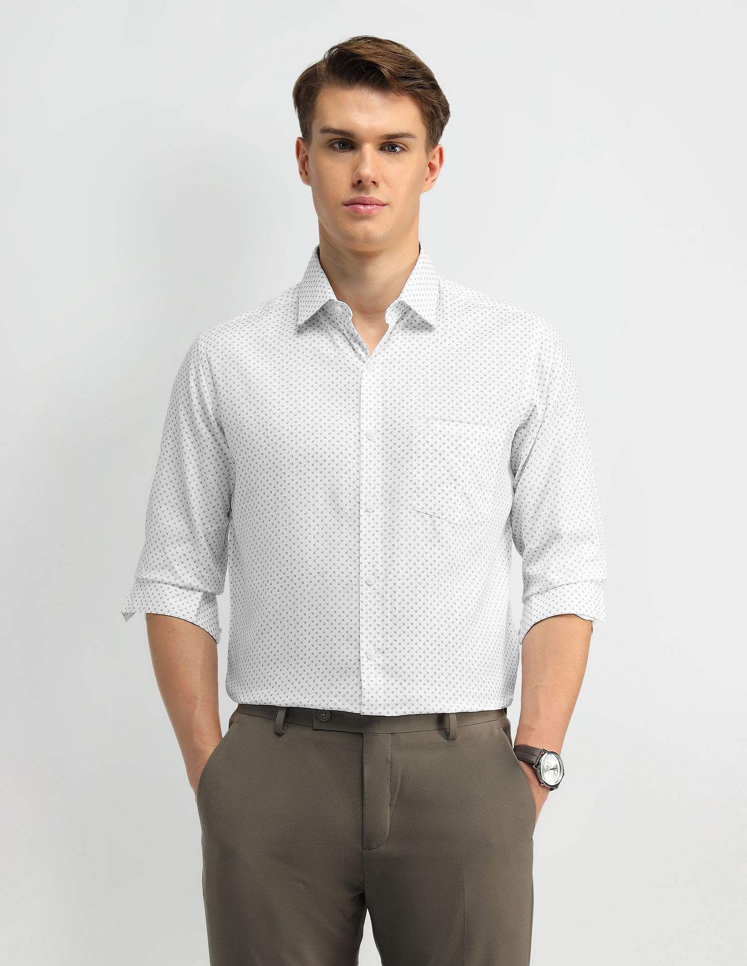 Arrow Geometric Printed Manhattan Slim Fit Shirt