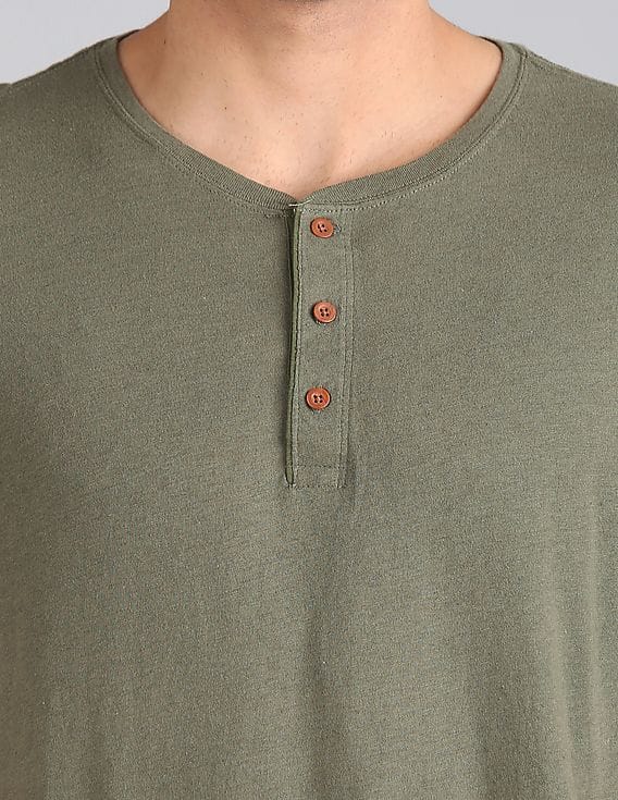 T-shirt Manches Courtes Henley GAP Pour Homme - Vert - Taille L - Neuf Sans étiquettes
