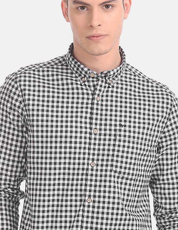 black and white gingham button down