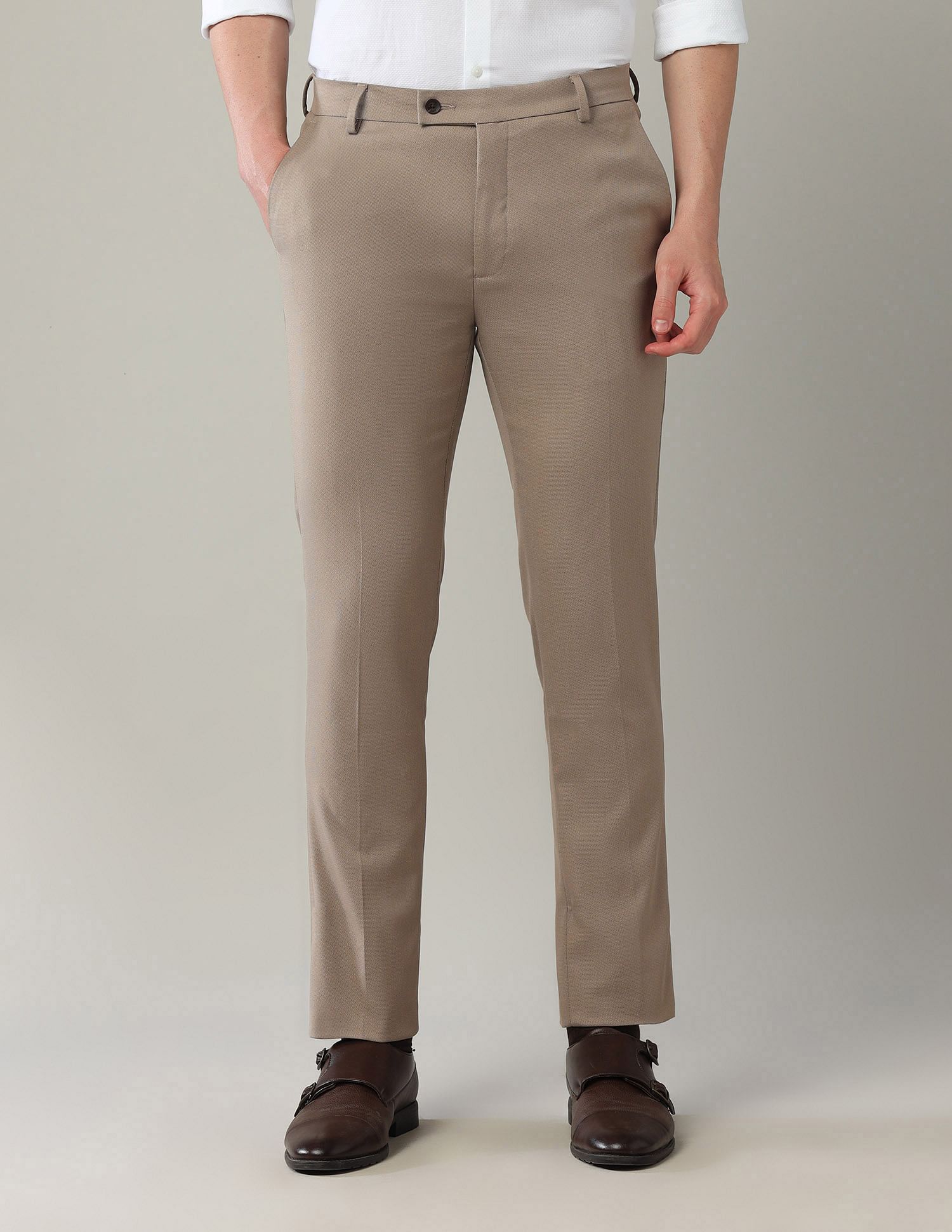 Arrow AutoFlex Slim Fit Mid Rise Trousers