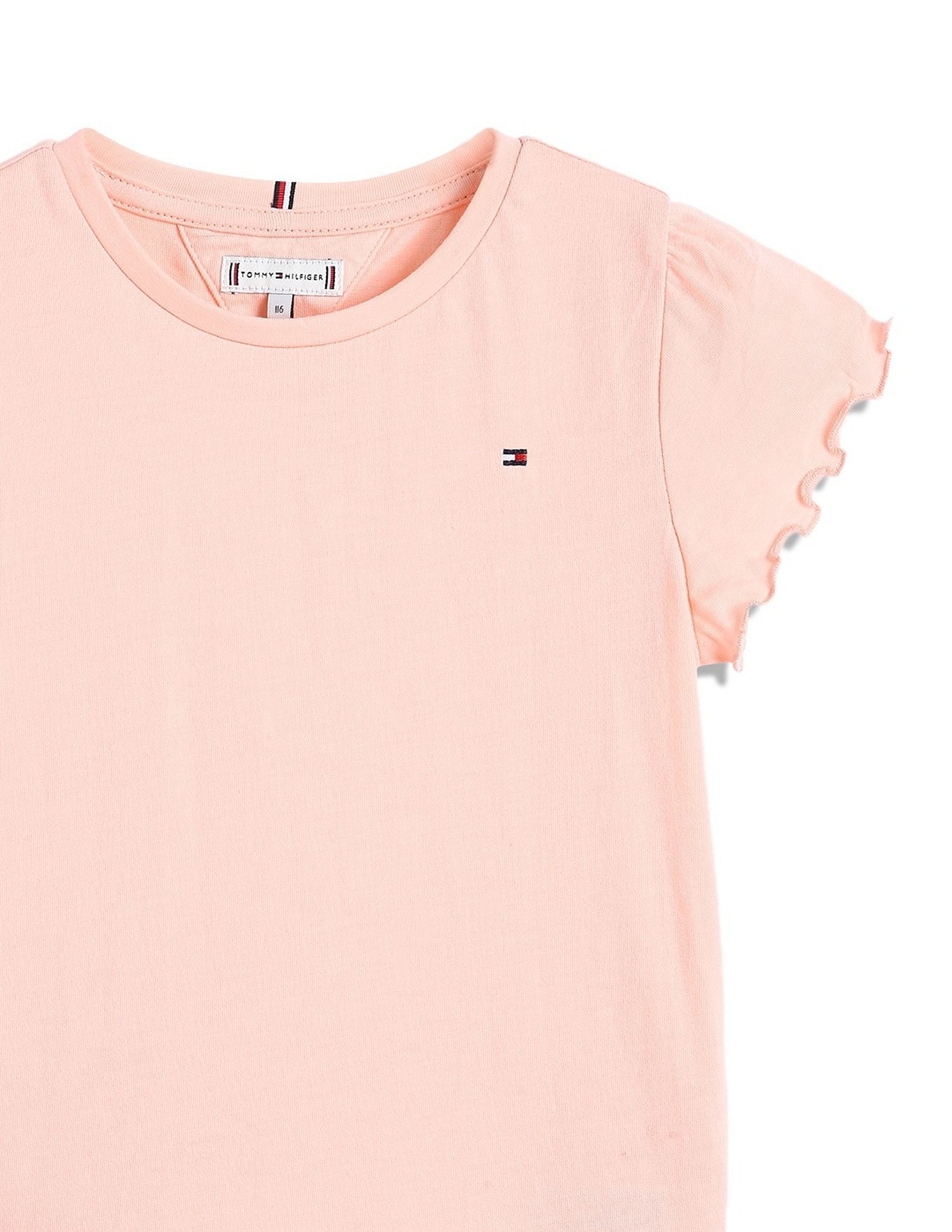 Tommy Hilfiger Kids Girls Solid Slim-Fit Cotton T-Shirt