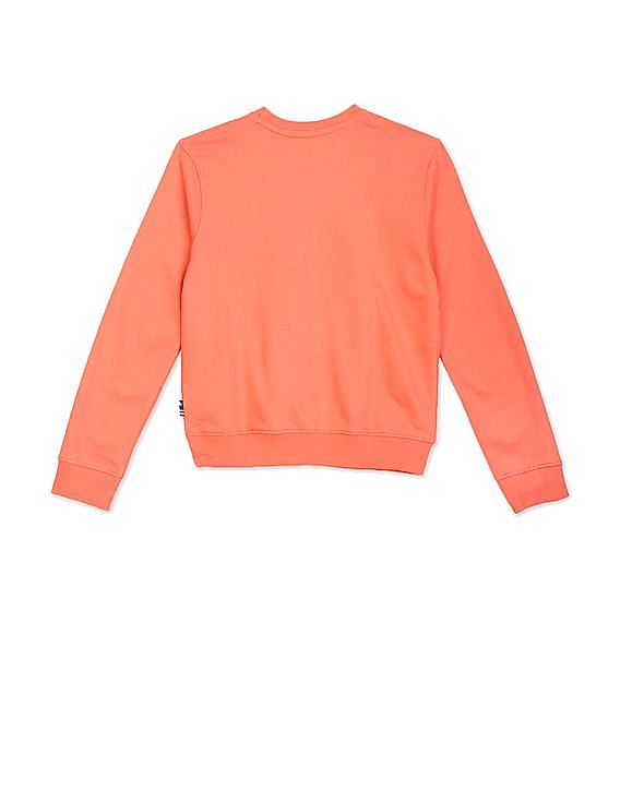 U.S. Polo Assn. Kids Boys Coral Crew Neck Solid Sweatshirt