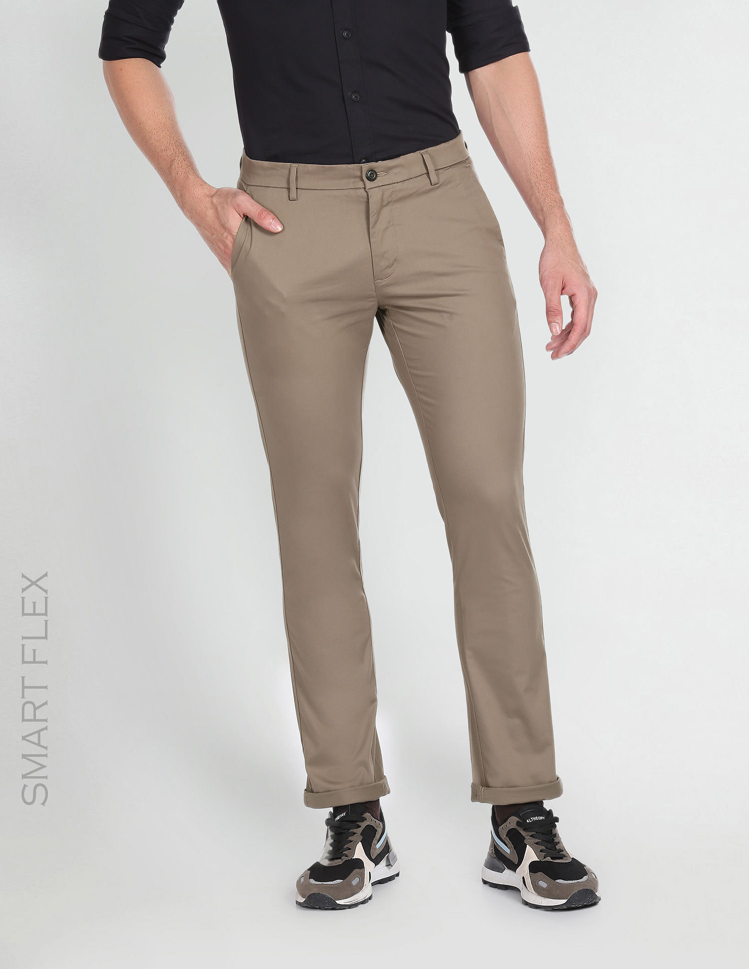 Buy Arrow Dark Grey Slim Fit Checks Trousers for Mens Online @ Tata CLiQ