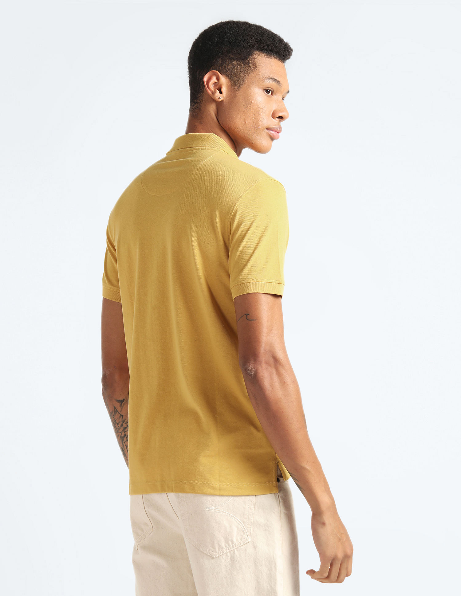 Flying Machine Pure Cotton Solid Polo Shirt