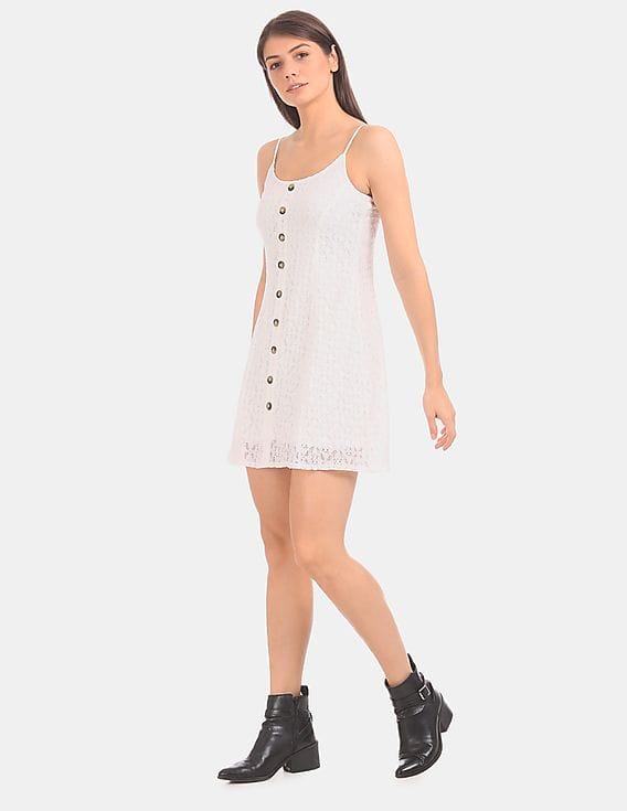 aeropostale white dress Solid Scoop-Neck Smocked Fit & Flare Mini brunch with the besties and all your sunny season soires Buy Aeropostale Women White Strappy