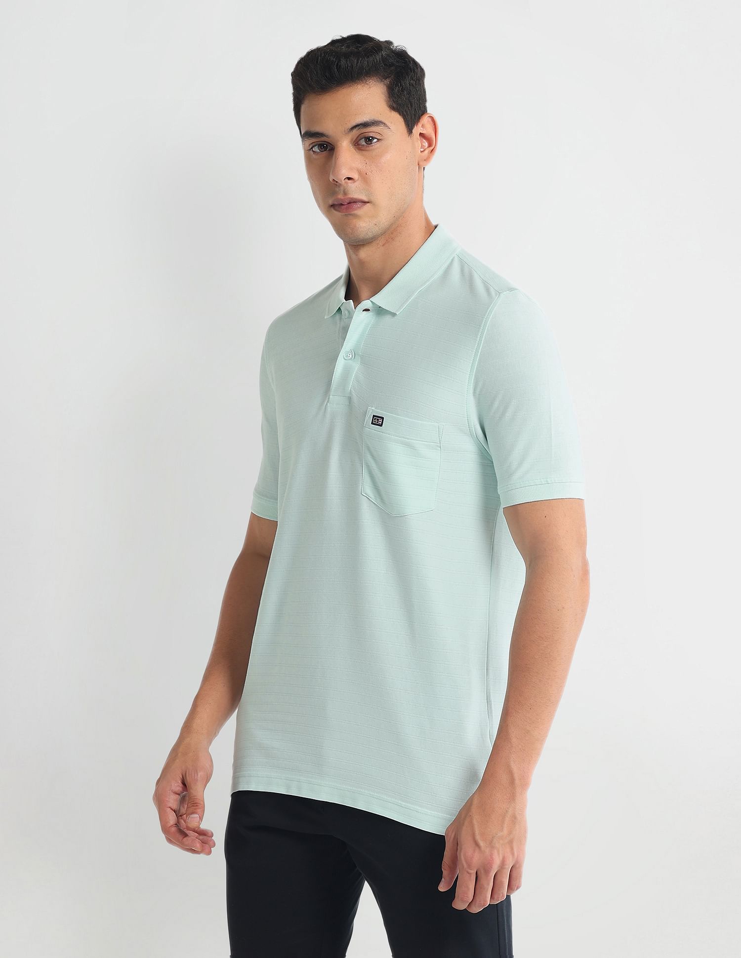 Arrow Sports Self Stripe Cotton Polo Shirt