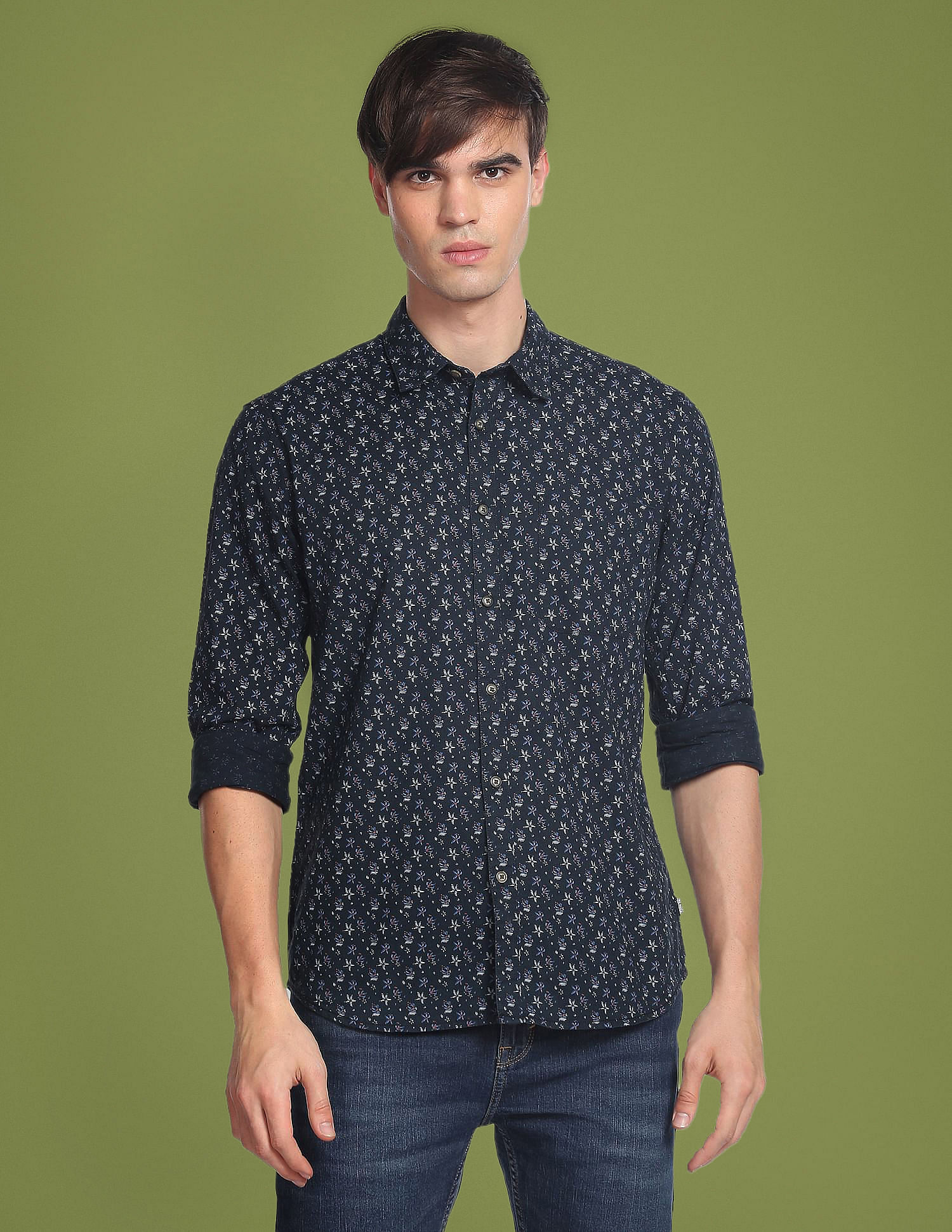 Flying Machine Floral Print Cotton Shirt