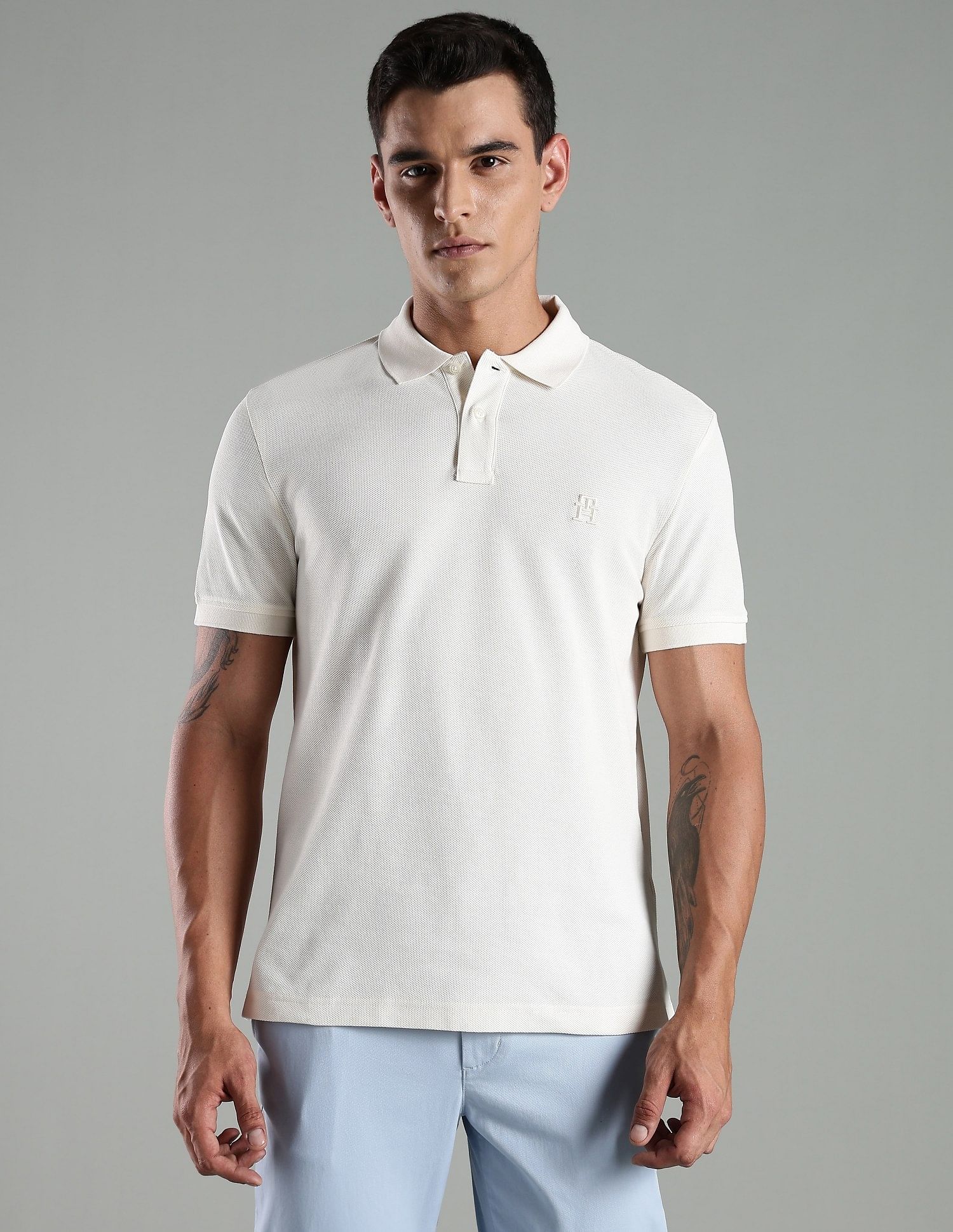 Tommy Hilfiger Embroidered Logo Regular Fit Cotton Polo T- Shirt