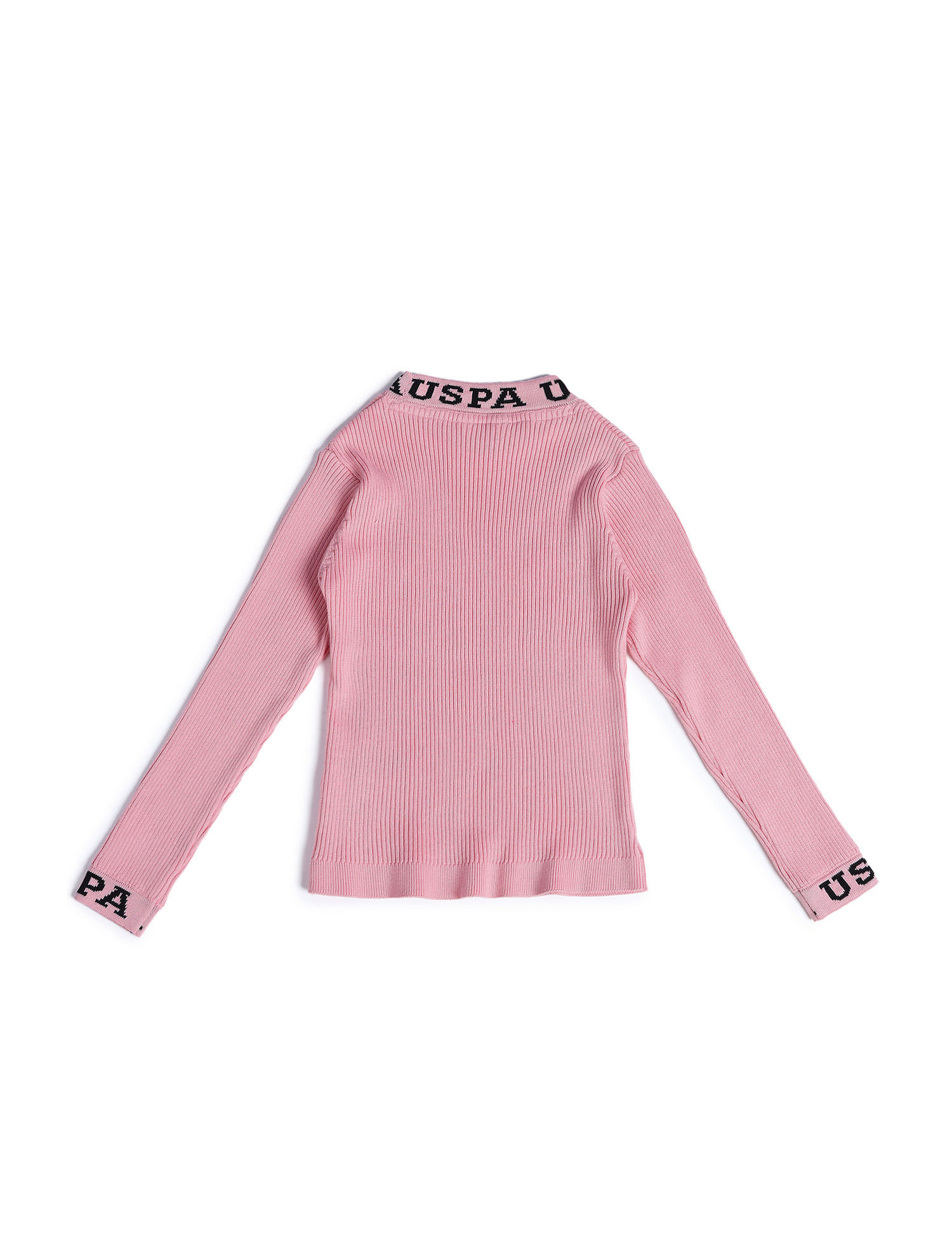 U.S. Polo Assn. Kids Girls Ribbed Cotton Sweater