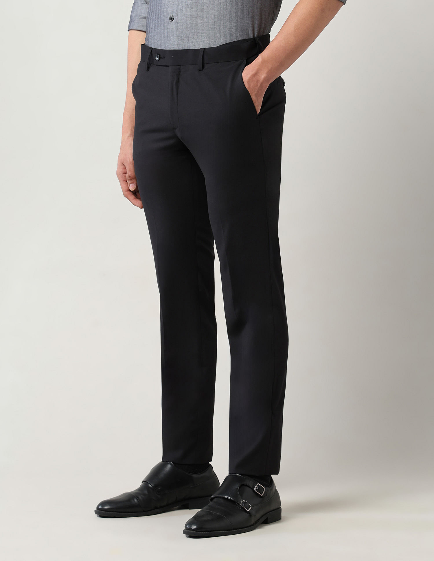 Arrow Regular Fit Mid Rise Trousers