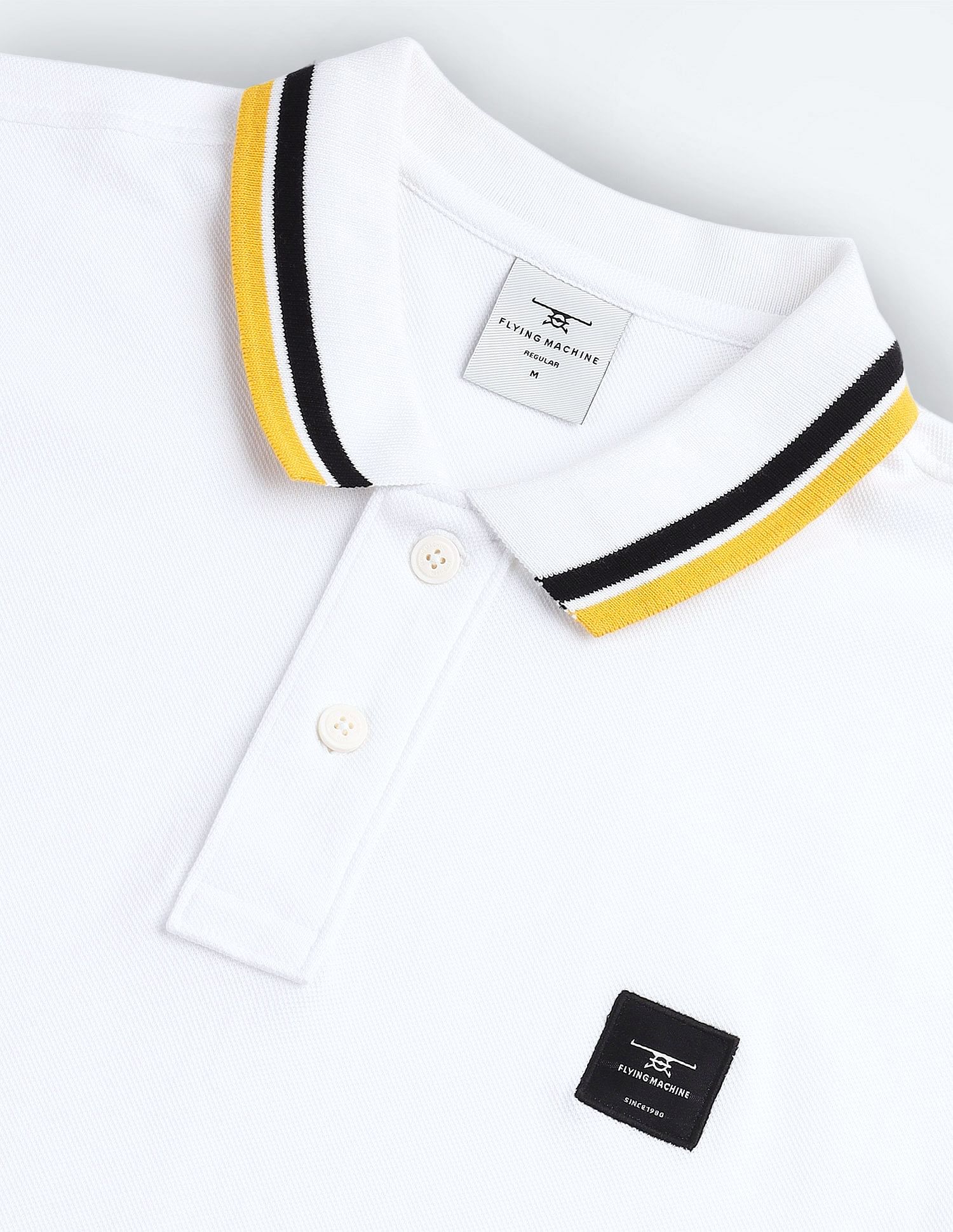 Flying Machine Contrast Panel Pique Polo Shirt