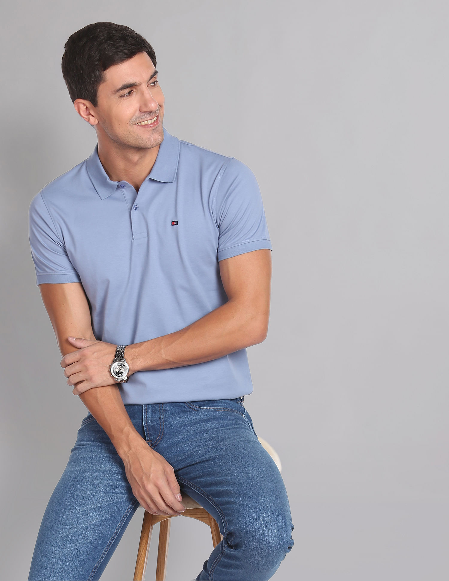 AD by Arvind Wrinkle Resistant Quick Dry Smart Polo Shirt