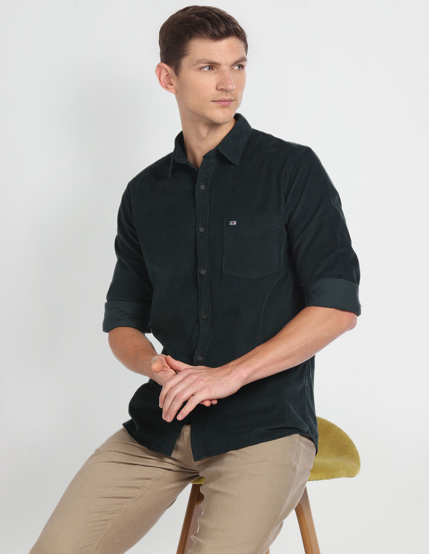 Arrow Sports Solid Corduroy Shirt