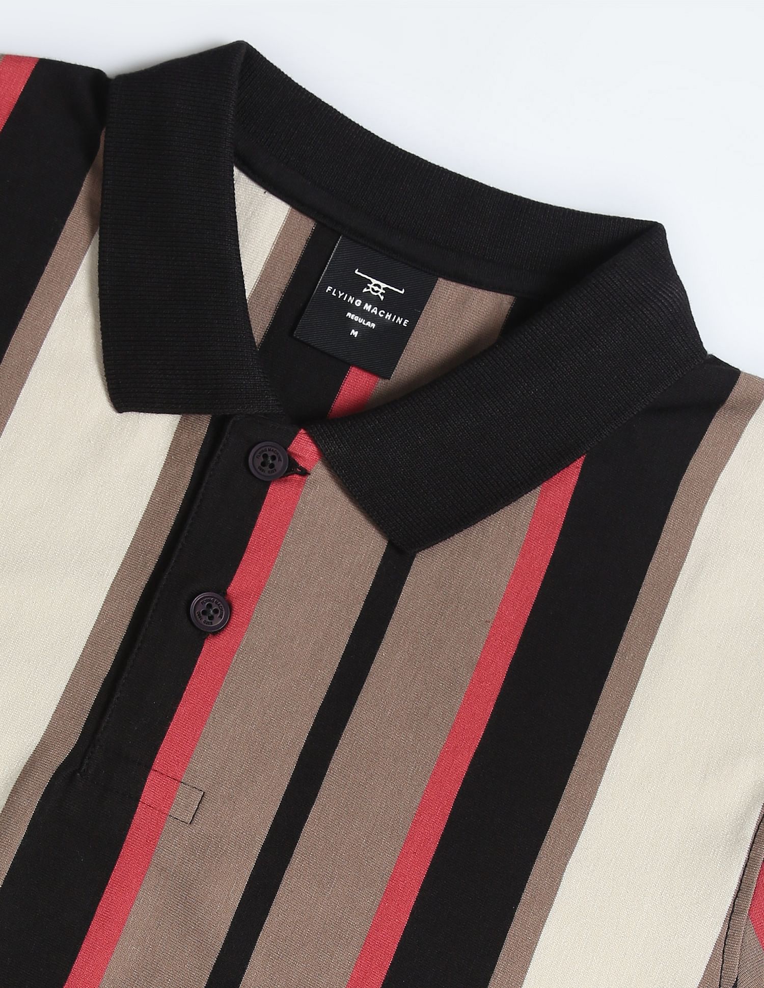 Flying Machine Vertical Stripe Cotton Polo Shirt