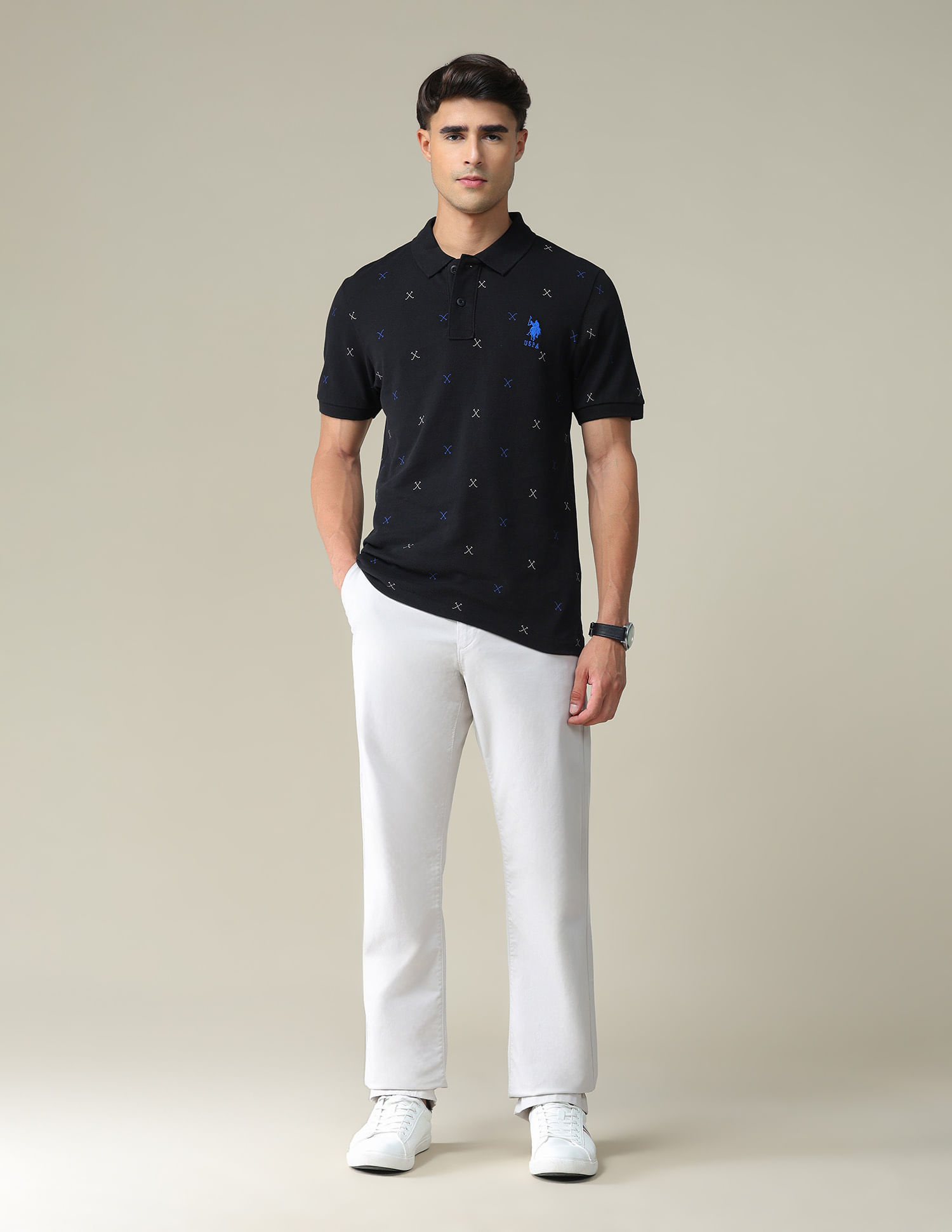 U.S. Polo Assn. All Over Brand Print Polo Shirt