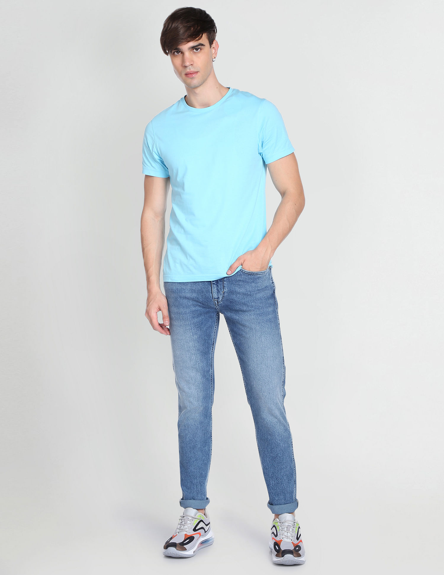 Flying Machine Mid Rise Slash Slim Tapered Fit 90s Vintage Jeans