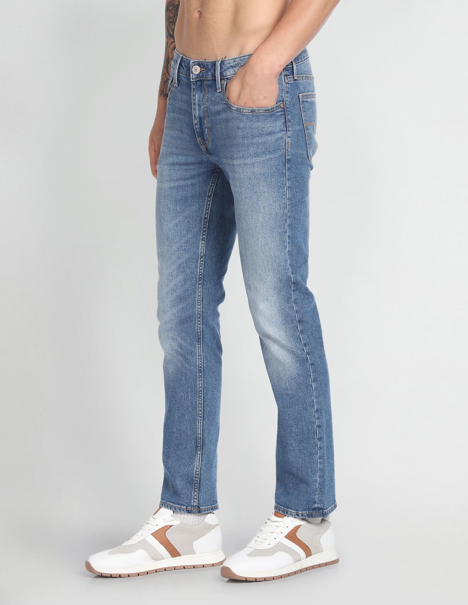 Flying Machine Michael Slim Tapered Fit Stone Wash Jeans