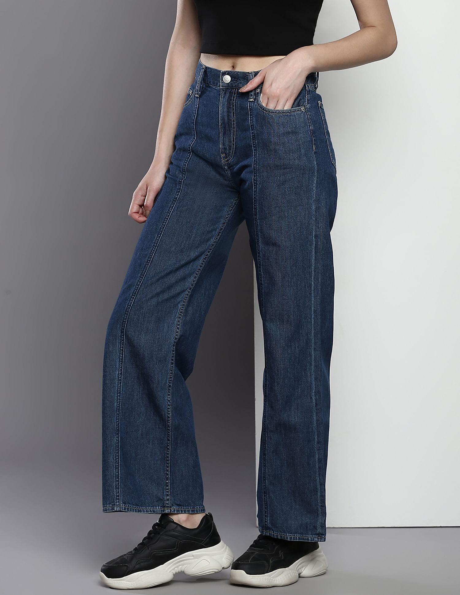 Calvin klein wide outlet leg jeans