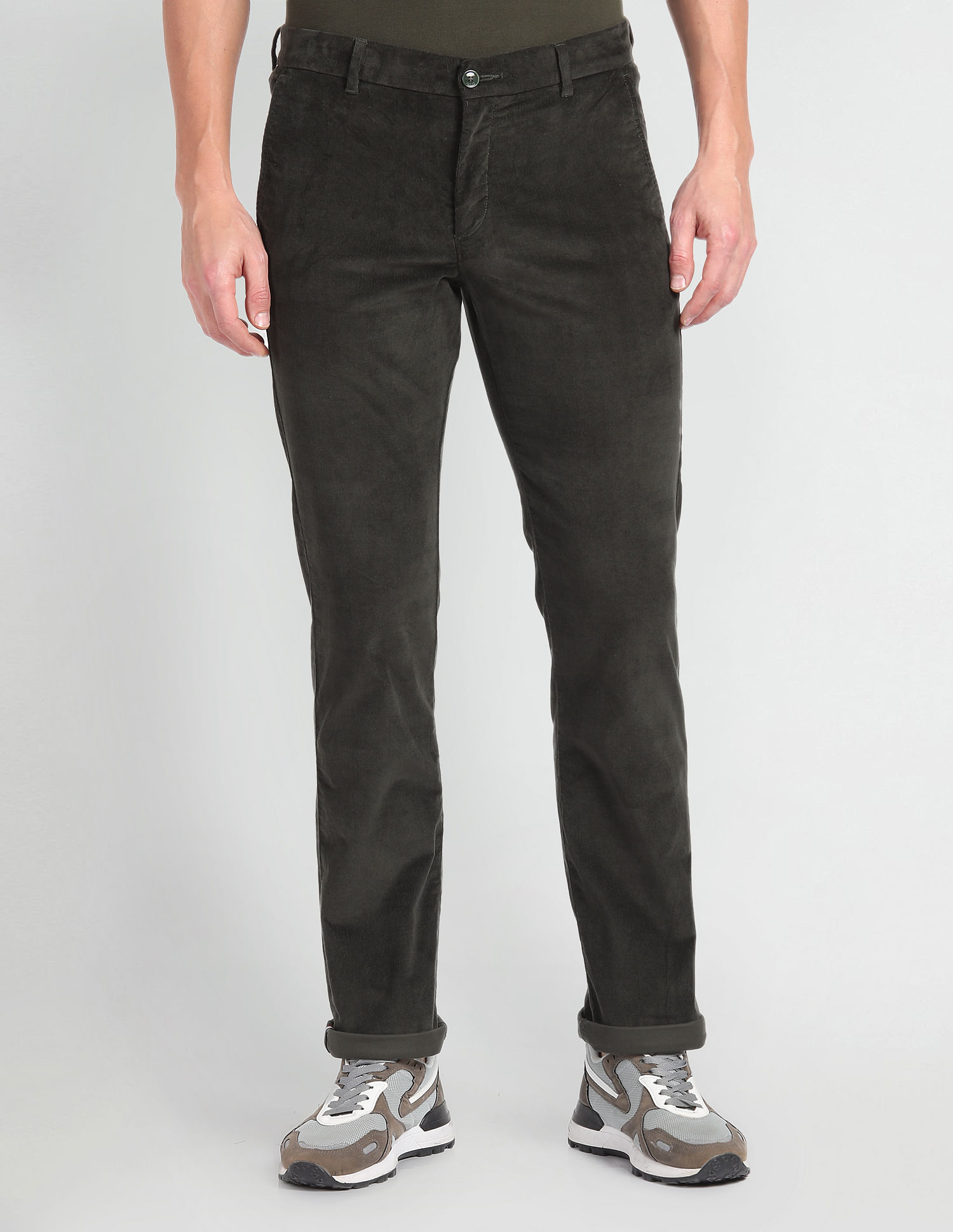 Arrow Sports Solid Corduroy Trousers