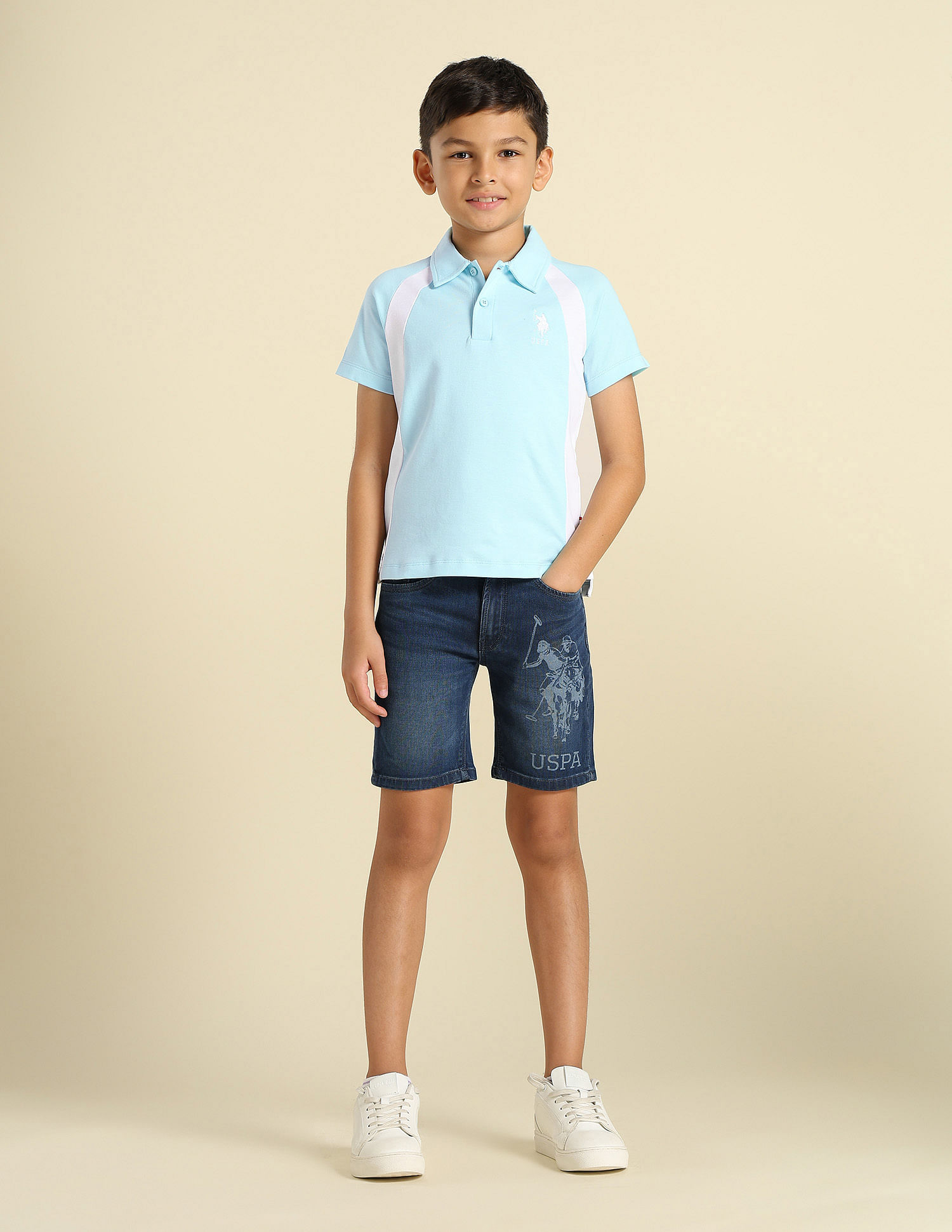 U.S. Polo Assn. Kids Boys Colourblocked Regular Fit Polo Shirt