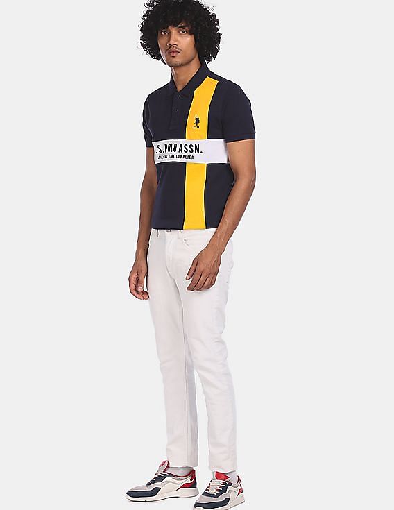 U.S. Polo Assn. Embroidered Logo Colour Block Polo Shirt
