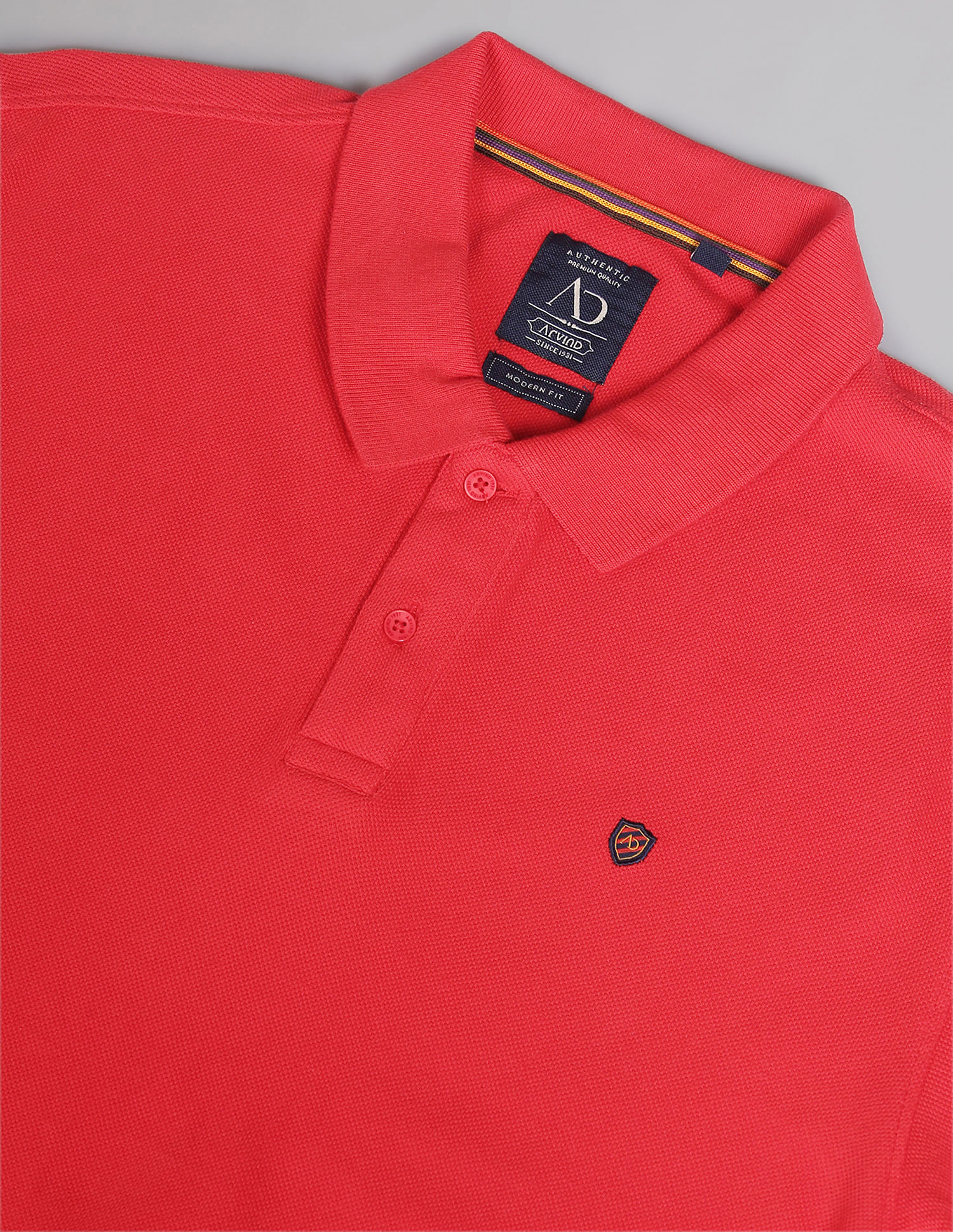 AD by Arvind Cotton Solid Polo Shirt