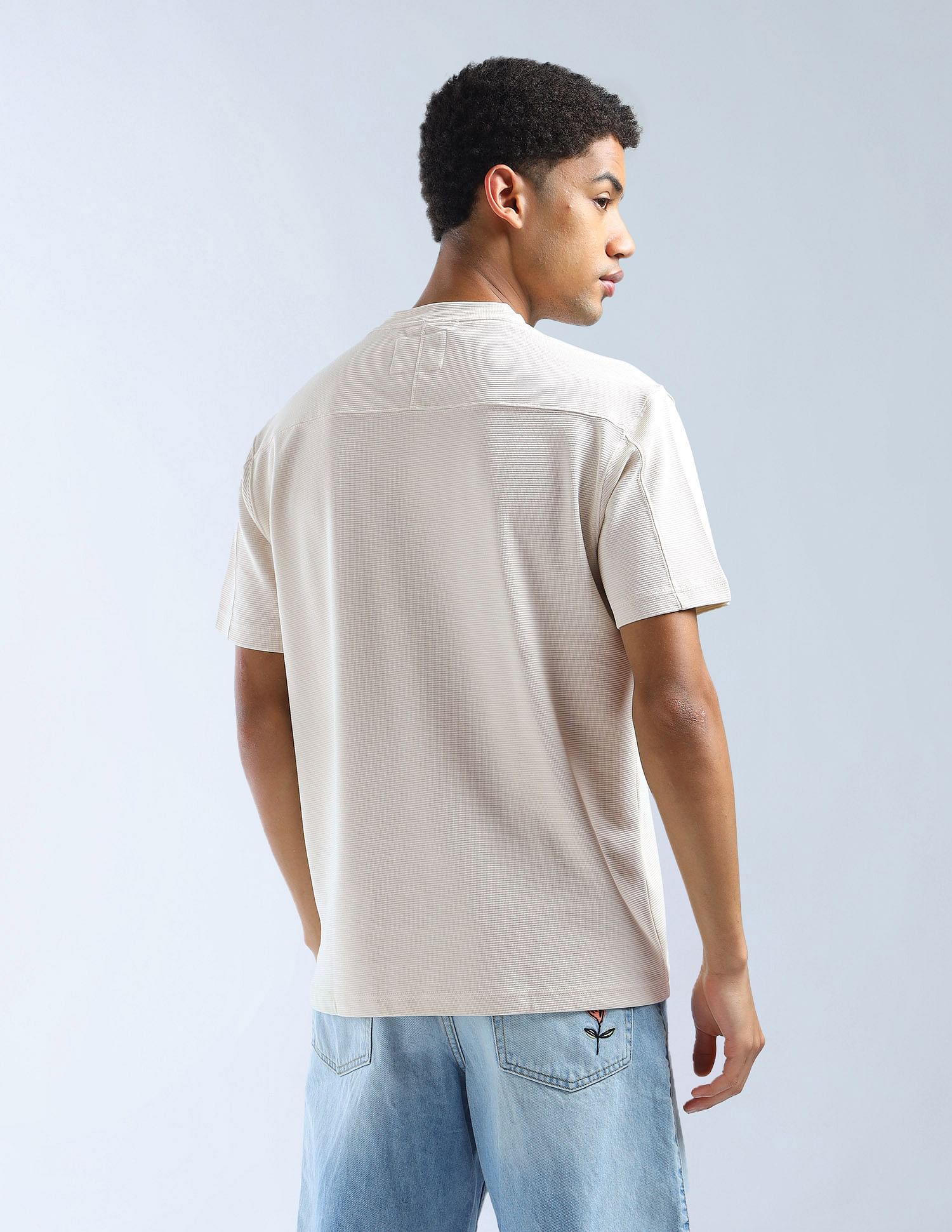 Flying Machine Textured Relaxed Fit Essentials T-Shirt