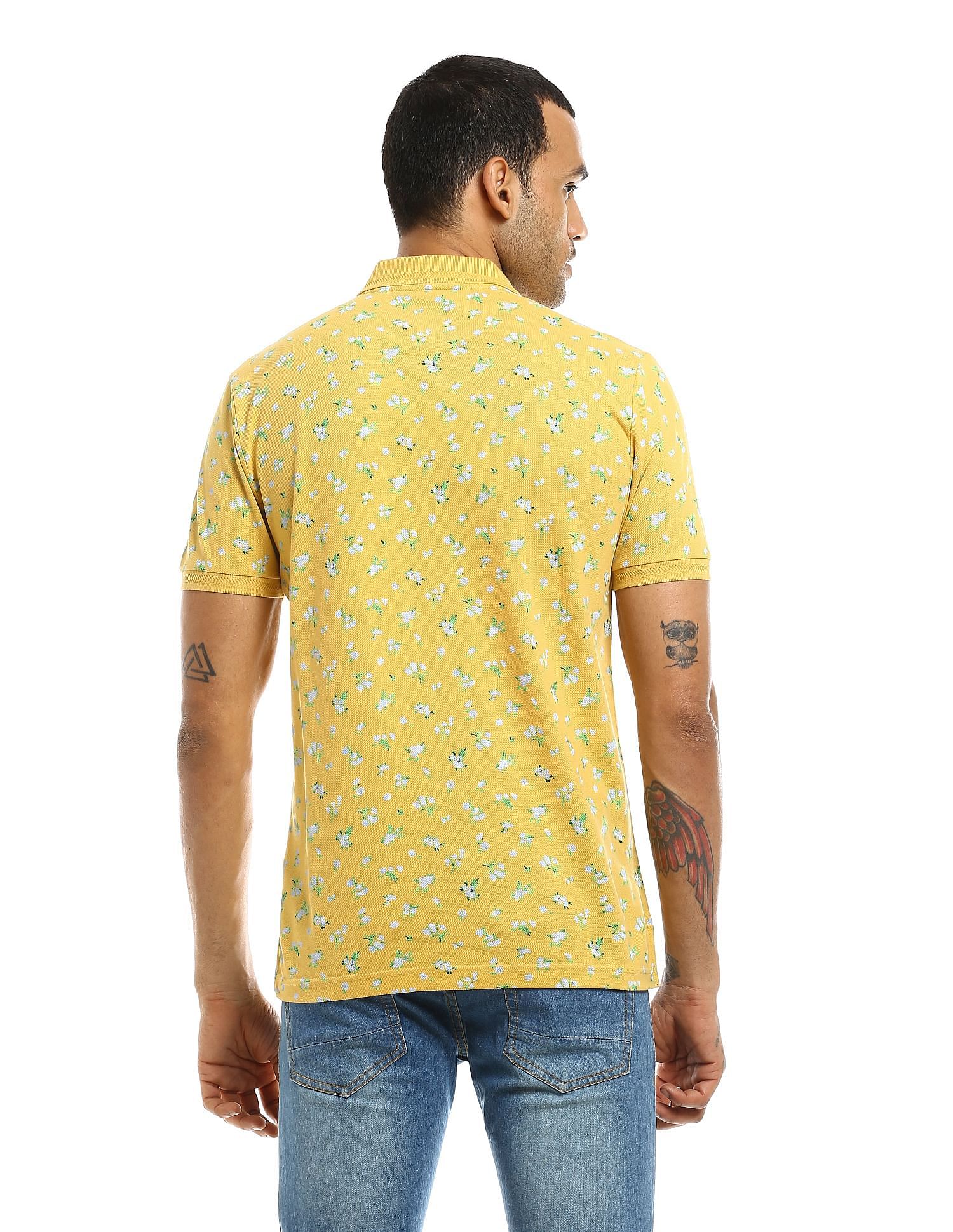 AD by Arvind Floral Print Pique Polo Shirt