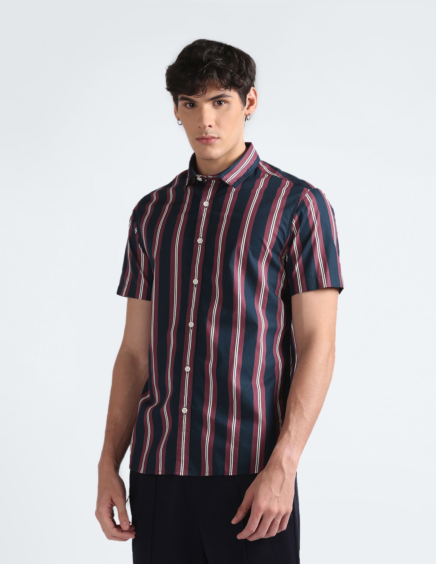 Flying Machine Vertical Stripe Cotton Shirt