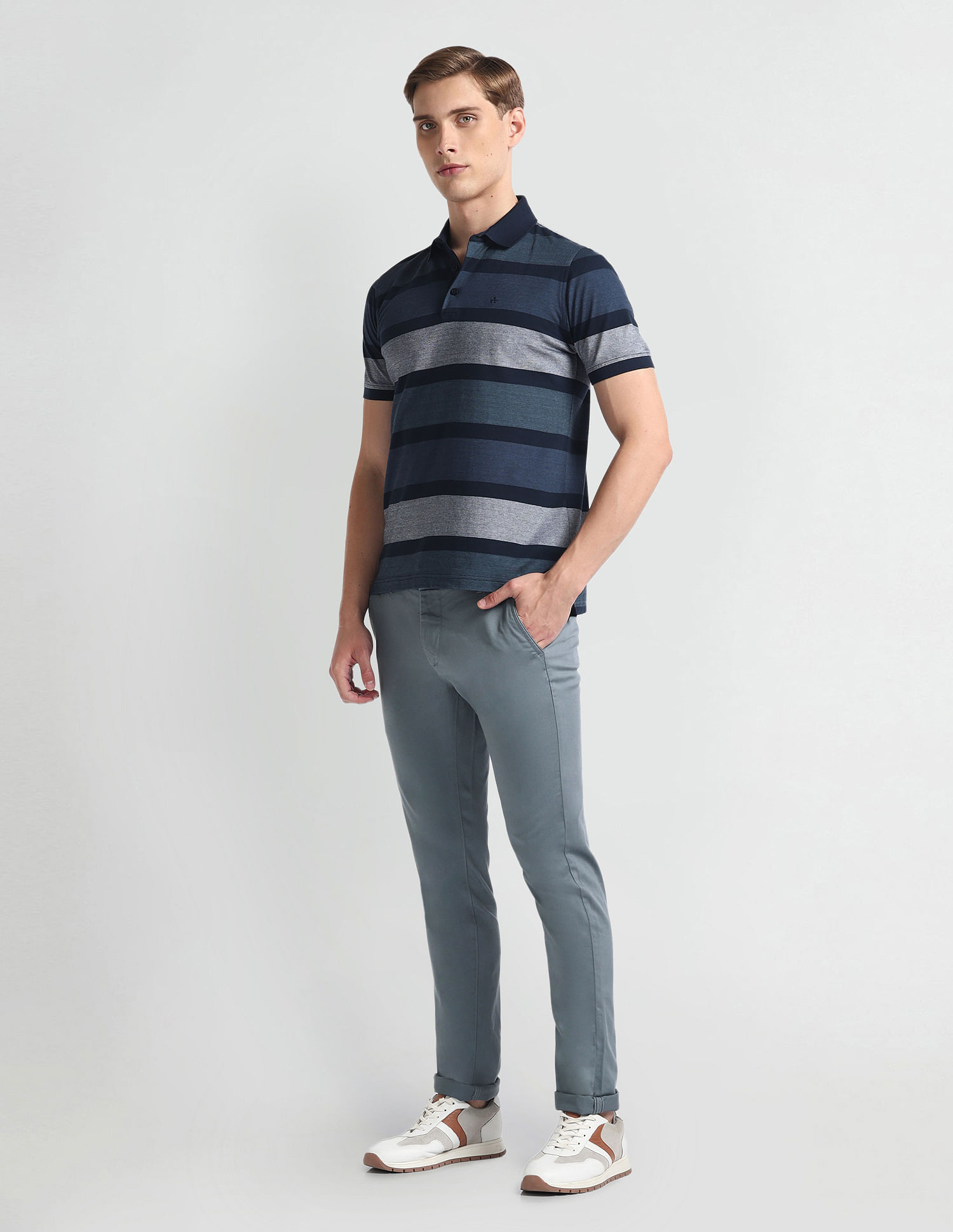 Arrow Sports Solid Dobby Trousers