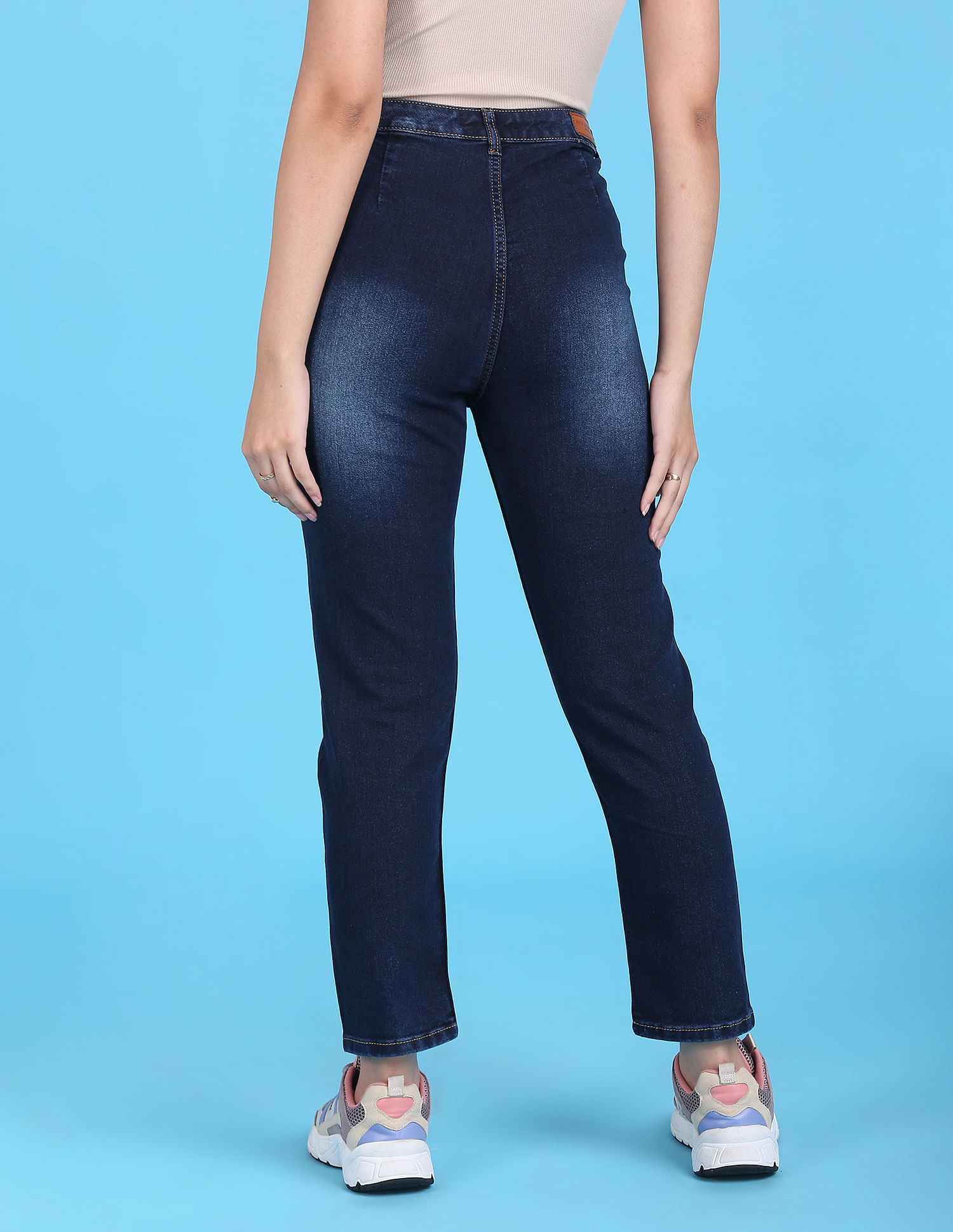 Straight Leg Jeans - Indigo Denim, Standard High-Rise Fit